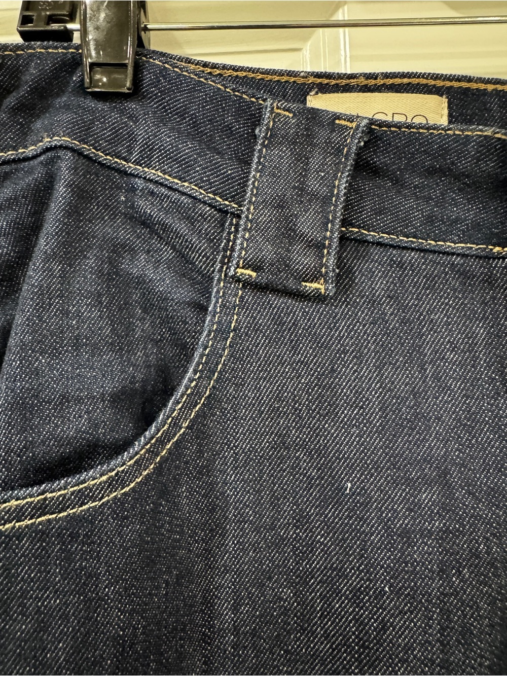 Pilcro Wide-Leg Dark Blue Denim Jeans with Contrast Stitching - Picture 4 of 5